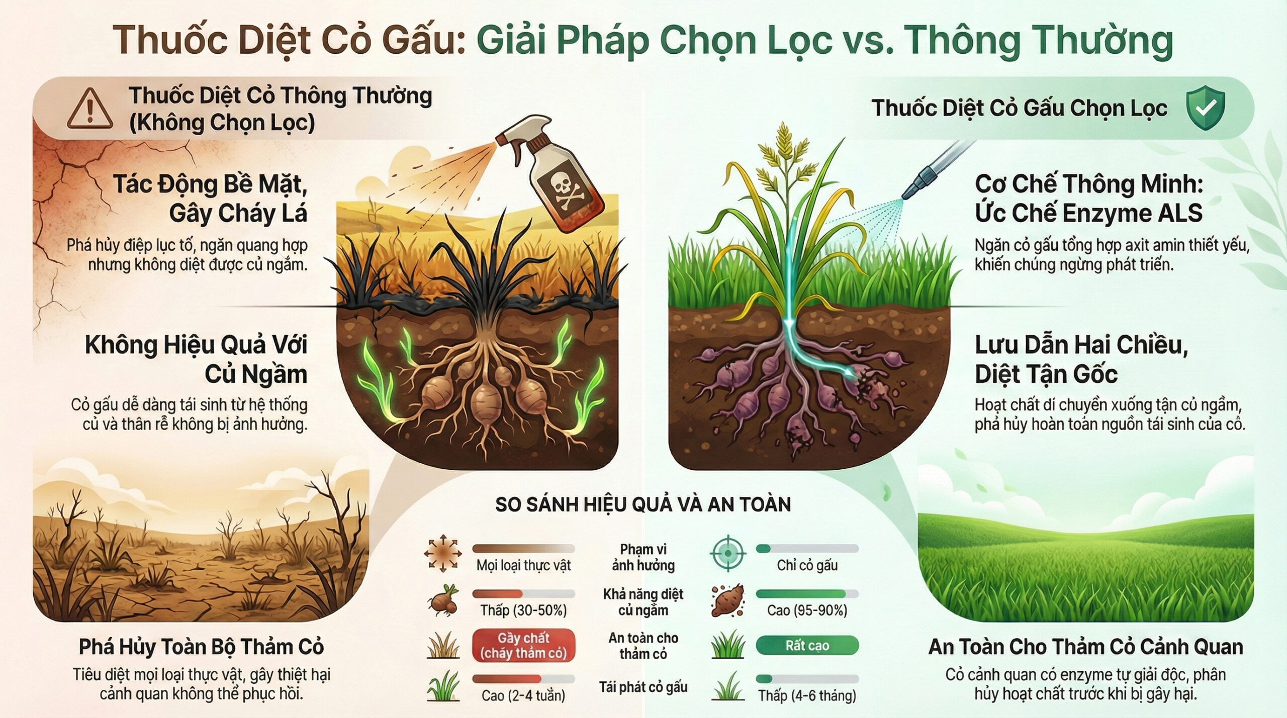 HALO PLUS có ảnh hưởng đến cỏ cảnh quan không - Thuốc diệt cỏ gấu chọn lọc là gì