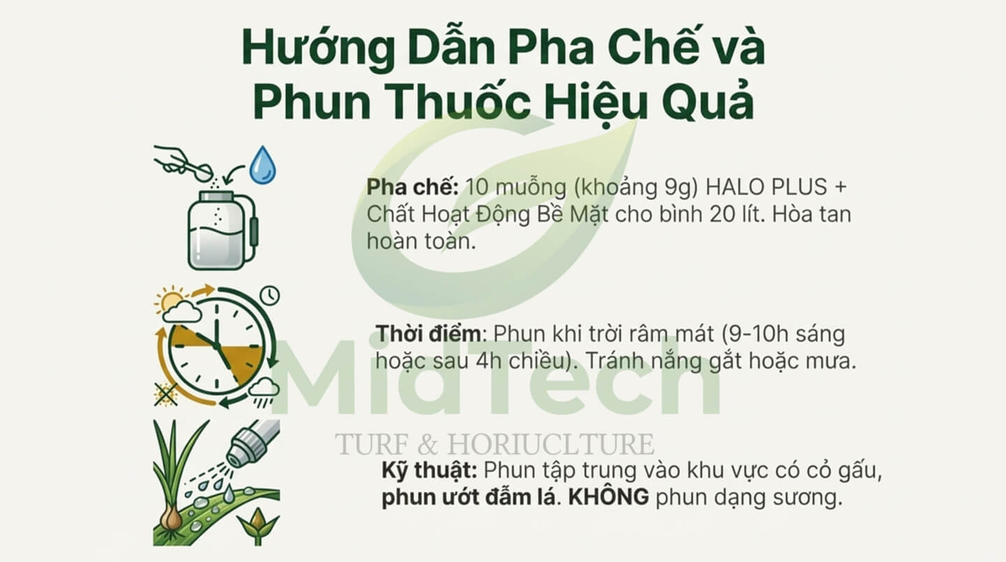 Thuốc diệt cỏ gấu HALO PLUS - Cách sử dụng