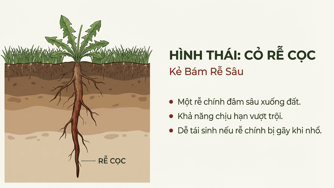 Horizon WG diệt được loại cỏ dại lá rộng nào - Cỏ lá rộng rễ cọc