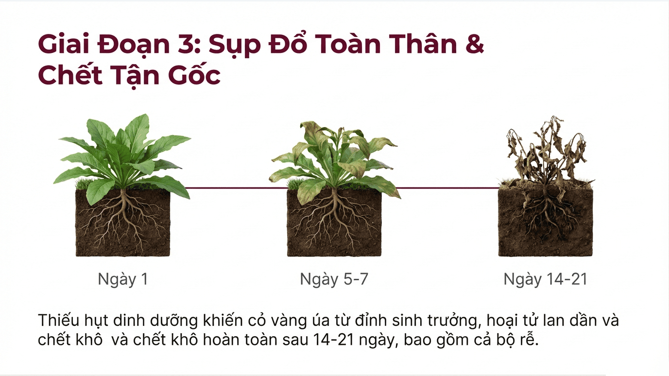 Horizon WG diệt được loại cỏ dại lá rộng nào - Giai đoạn 3 Hoại tử và chết hẳn