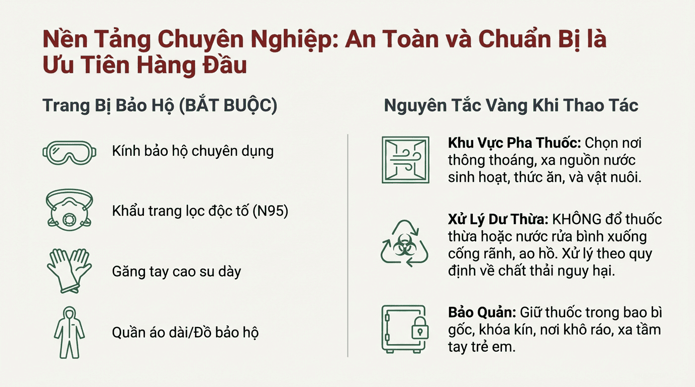 Chuẩn bị trước quy trình pha thuốc cỏ lá rộng Horizon WG 1